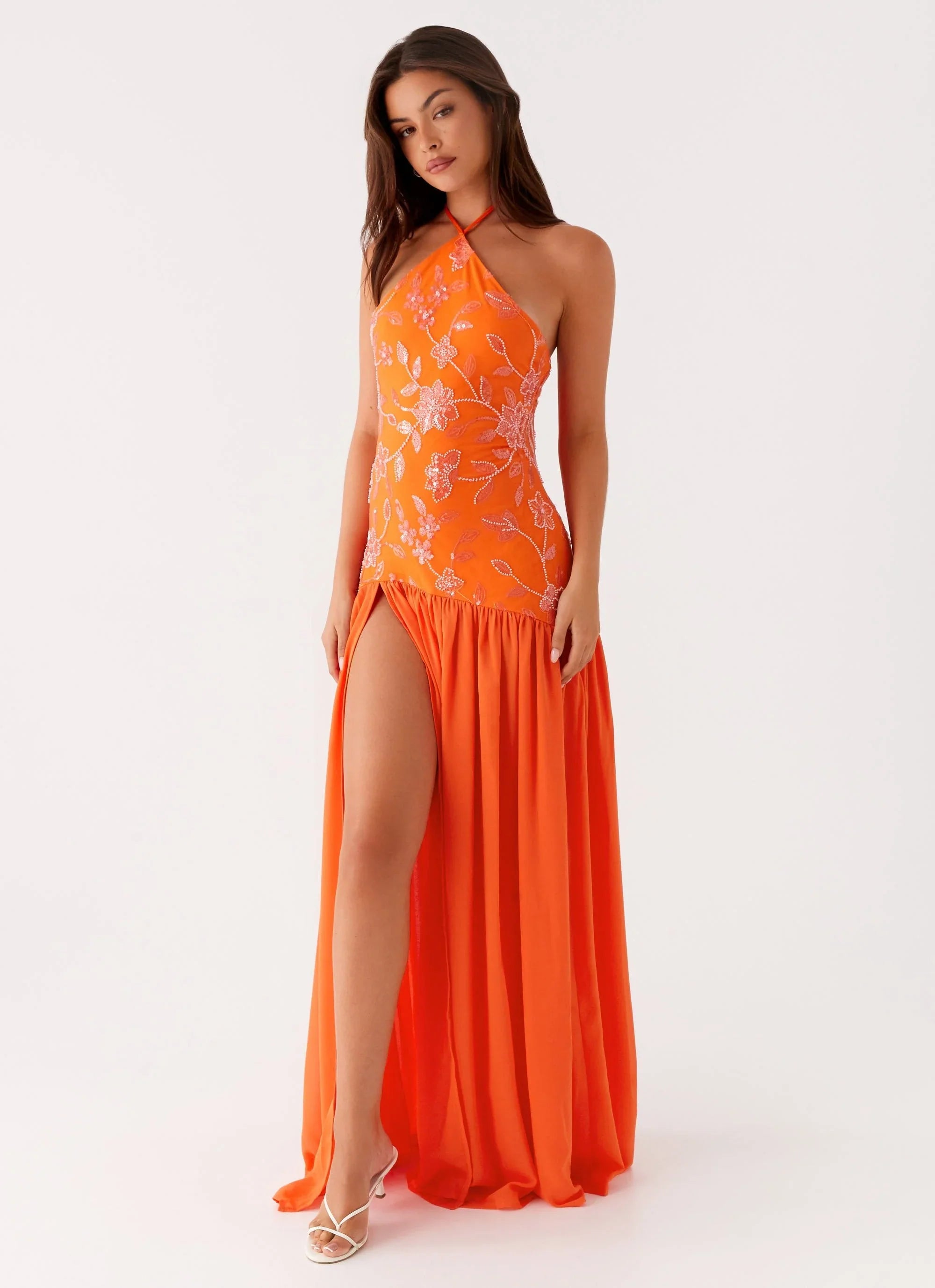 Janelle Beaded Maxi Dress - Orange