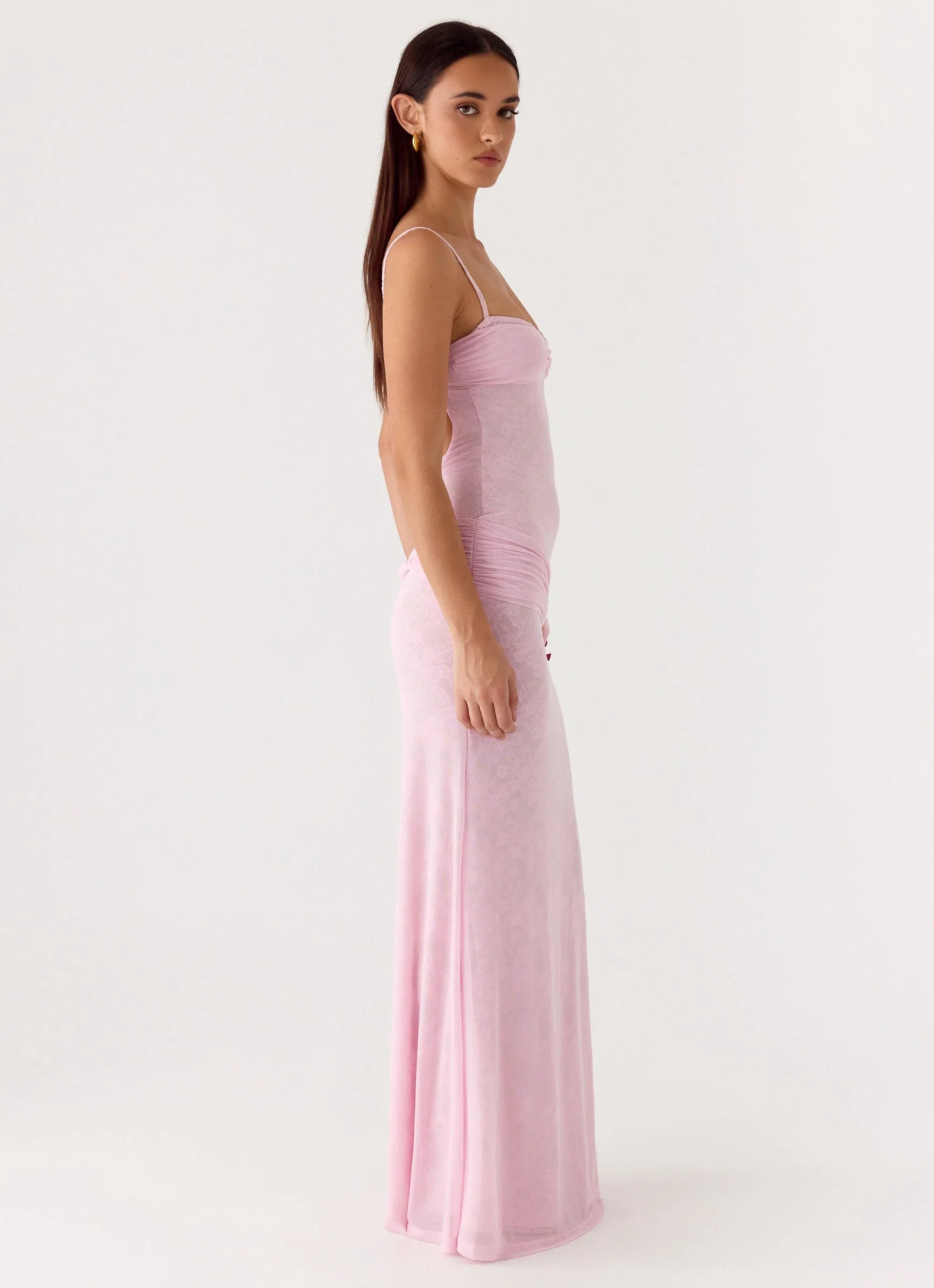 Natty Lace Mesh Maxi Dress - Petal Pink