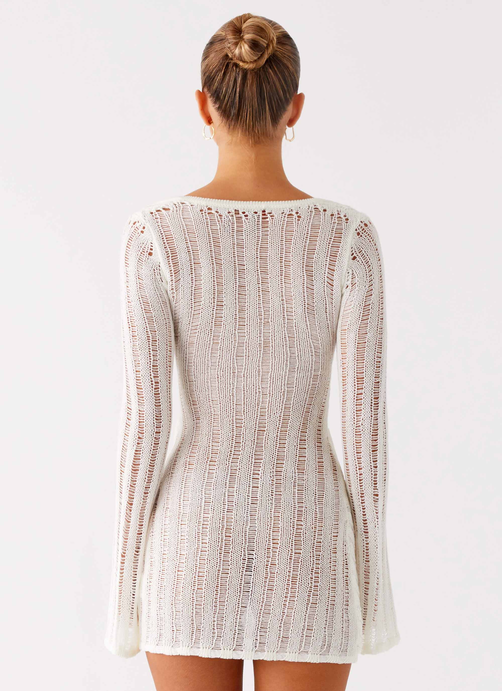 Sorelle Long Sleeve Twist Mini Dress - Ivory