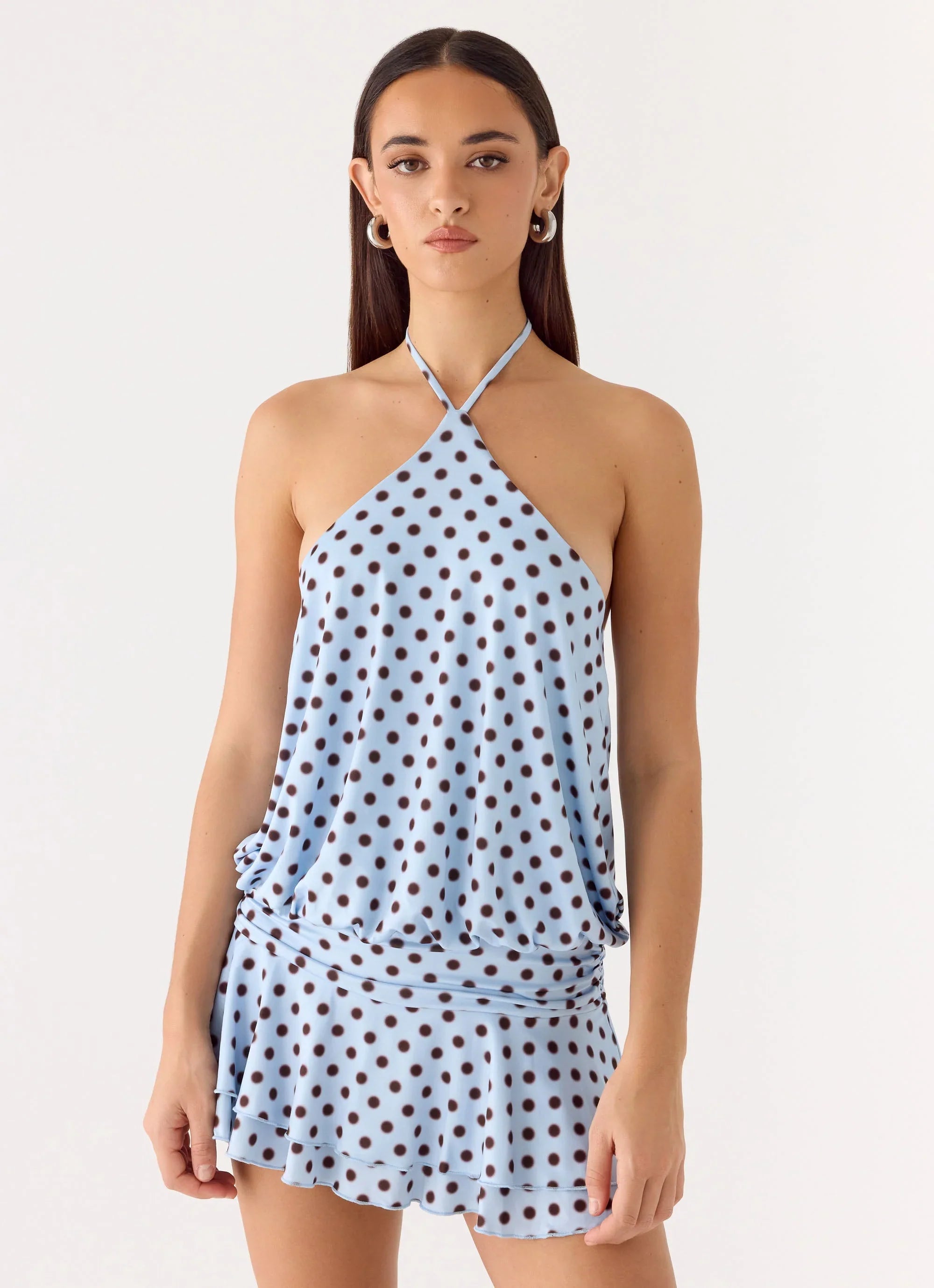 Keay Mini Dress - Blue Mocha Dot