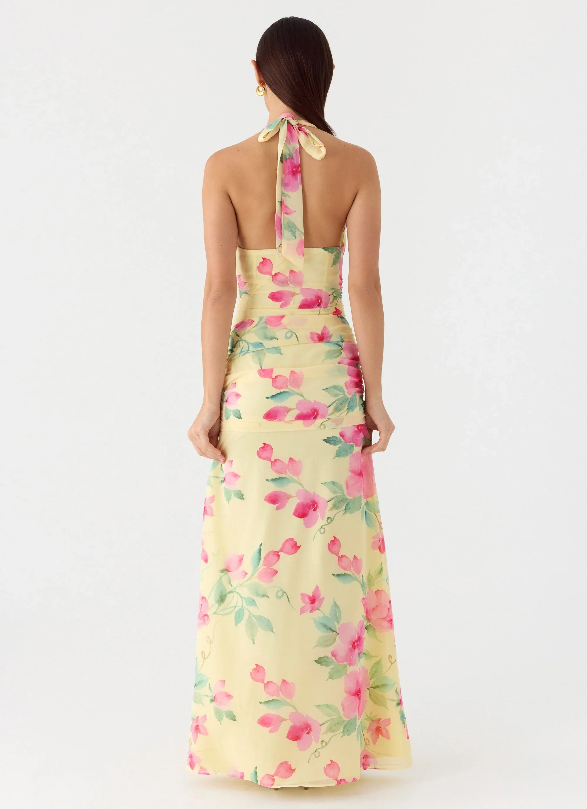 Colada Halter Maxi Dress - Lemon Soleil