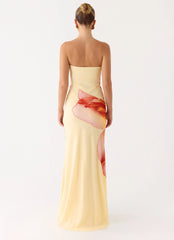 Ashwin Strapless Beaded Maxi Dress - Sunpetal Print