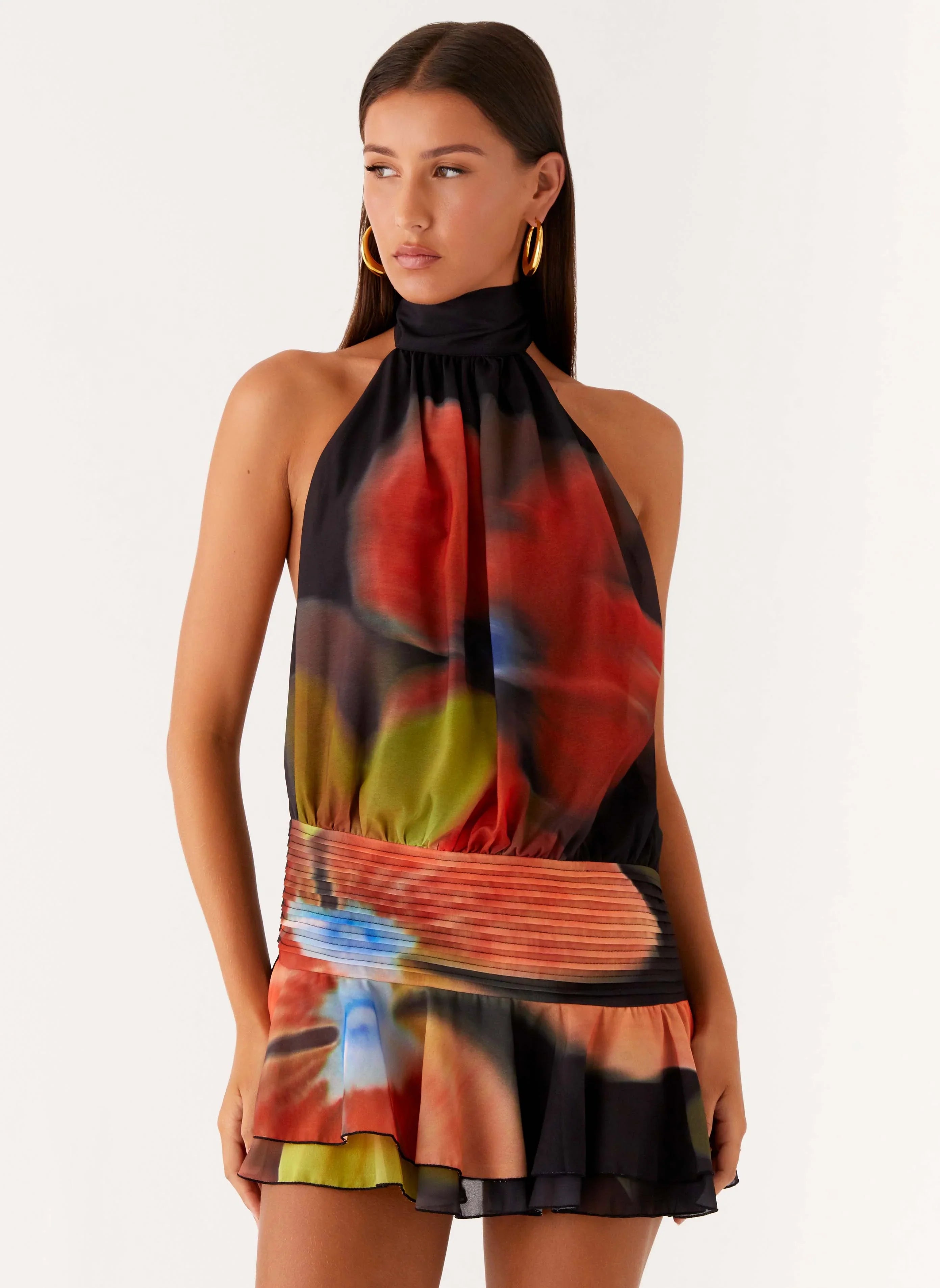 Willow Chiffon Mini Dress - Moody Floral