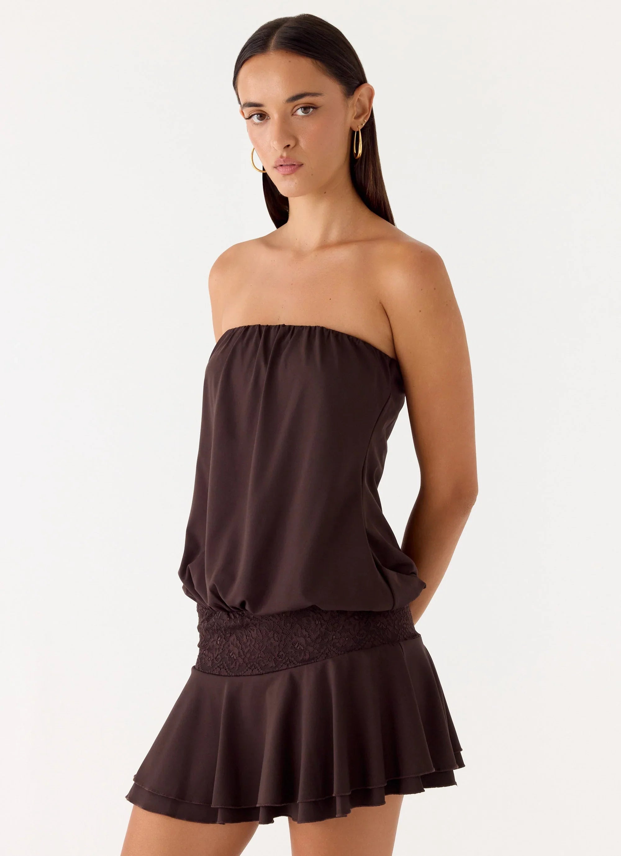 Noreen Strapless Mini Dress - Chocolate Torte