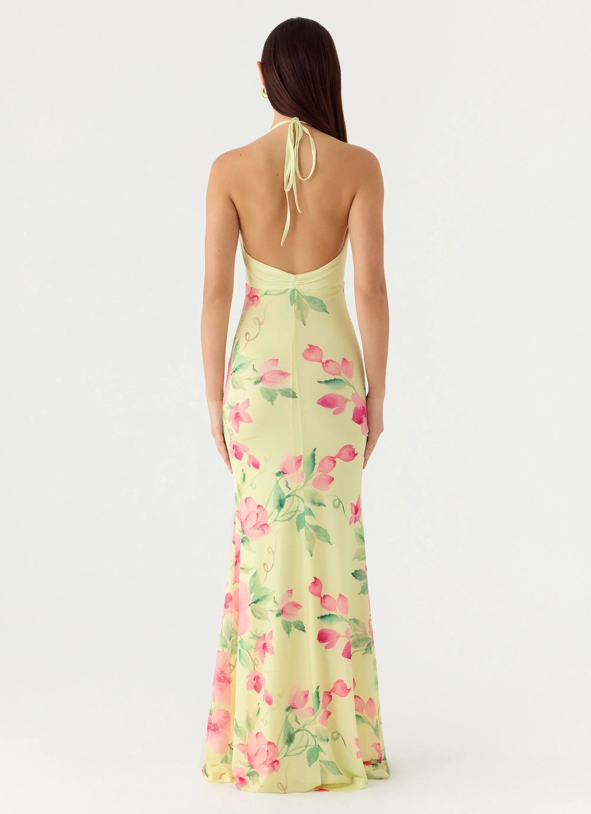 Takedown Halter Maxi Dress - Lemon Soleil