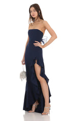 Strapless Back Bow Corset Maxi Dress